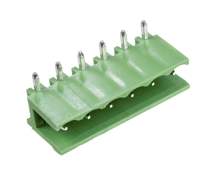 Borne Receptáculo para PCI 90 Graus - 6 Vias - Passo 5,08mm - 15,1mm - Verde - Lateral Aberta