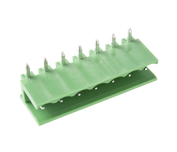 Borne Receptáculo para PCI 90 Graus - 7 Vias - Passo 5,08mm - 15,1mm - Verde - Lateral Aberta
