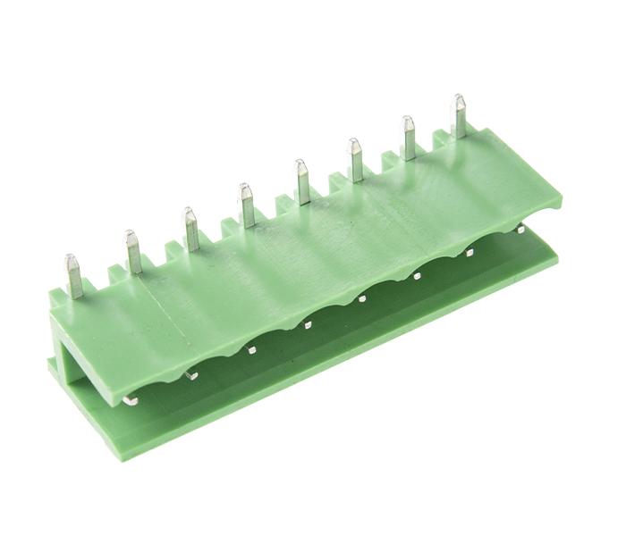 Borne Receptáculo para PCI 90 Graus - 8 Vias - Passo 5,08mm - 15,1mm - Verde - Lateral Aberta