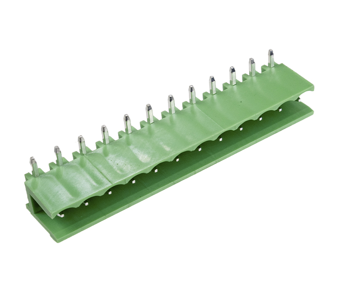 Borne Receptáculo para PCI 90 Graus - 12 Vias - Passo 5,08mm - 15,1mm - Verde - Lateral Aberta