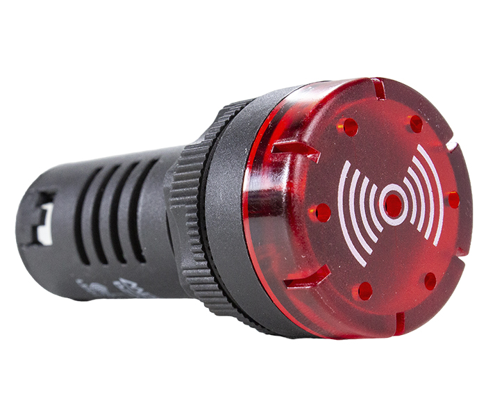 Sinalizador Sonoro com LED 22mm - 12VCA/VCC - Vermelho
