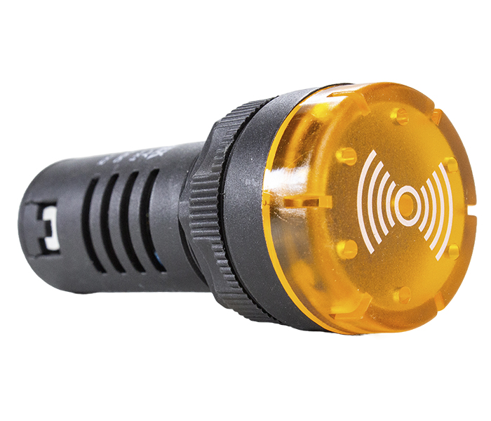 Sinalizador Sonoro com LED 22mm - 12VCA/VCC - Amarelo