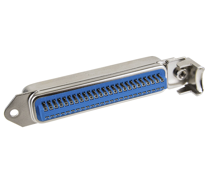 Conectores Centronics - 50 Vias - Macho - Solda Fio - com Capa Metálica - Saída 180 Graus