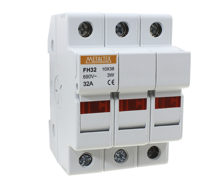 Porta Fusível Tripolar 10x38 Detecção Fusível Aberto - 32A