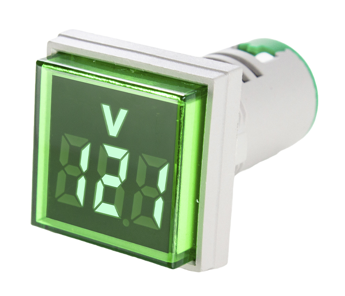 Indicador Digital Quadrado de Tensão 22mm - 20/500VCA - Verde