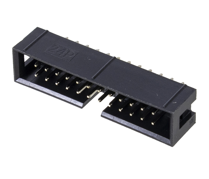 Conector Box Header sem Ejetor - 24 Vias 2X12 - 180 Graus - Passo 2,54mm