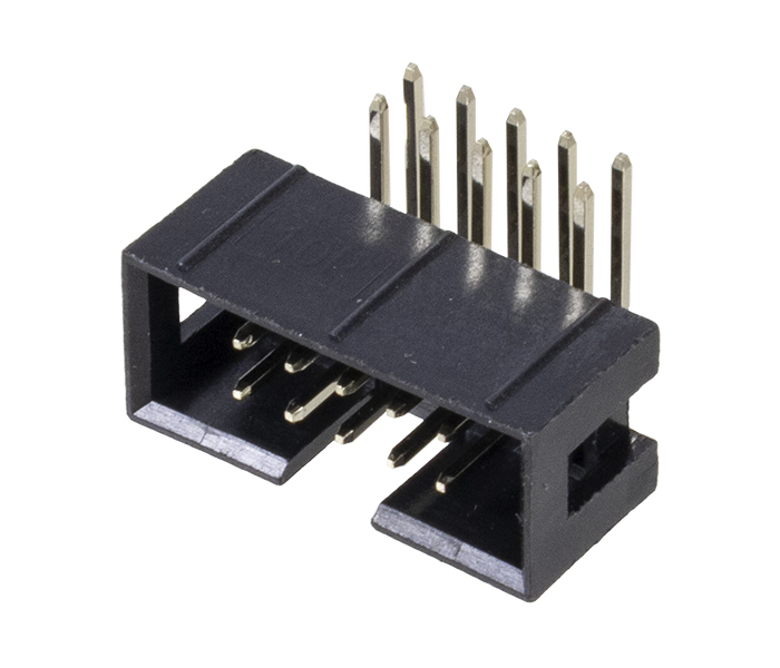 Conector Box Header sem Ejetor - 10 Vias 2X5 - 90 Graus - Passo 2,54mm