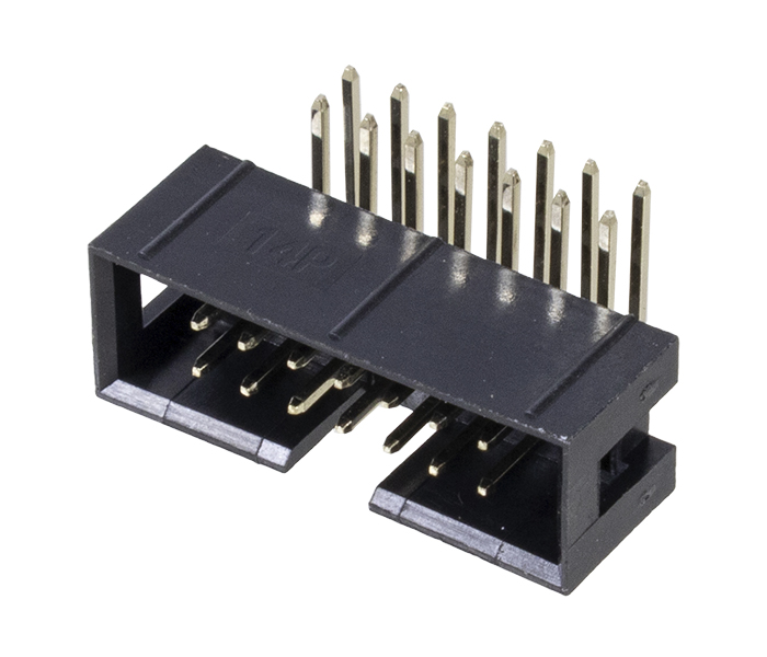 Conector Box Header sem Ejetor - 14 Vias 2X7 - 90 Graus - Passo 2,54mm