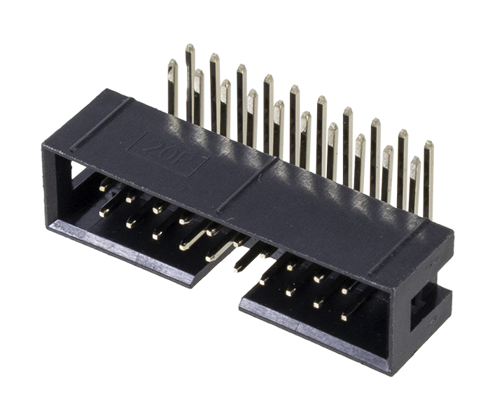Conector Box Header sem Ejetor - 20 Vias 2X10 - 90 Graus - Passo 2,54mm