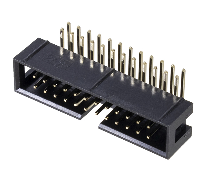 Conector Box Header sem Ejetor - 24 Vias 2X12 - 90 Graus - Passo 2,54mm