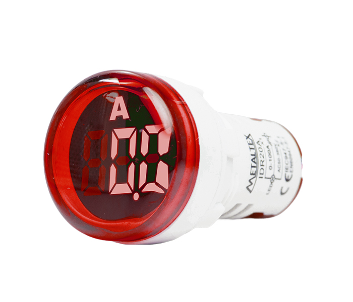 Indicador Digital Redondo de Corrente 0-100A 22mm - 50/380VCA - Vermelho