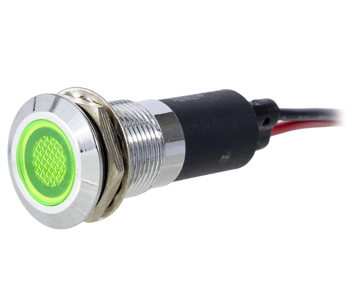 Sinalizador Miniatura Metálico LED 12mm - 220VCA - Verde