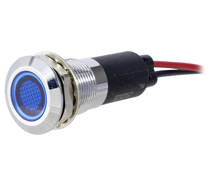 Sinalizador Miniatura Metálico LED 12mm - 24VCA/VCC - Azul