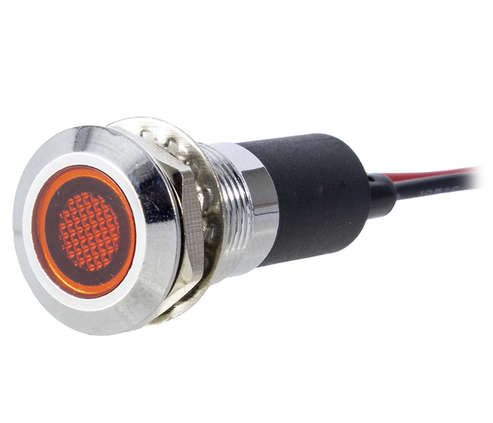Sinalizador Miniatura Metálico LED 12mm - 24VCA/VCC - Vermelho