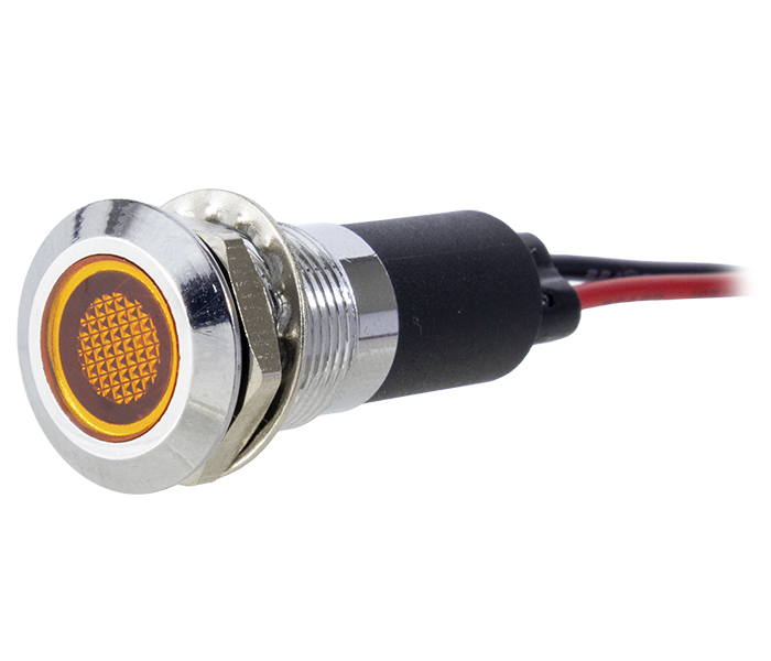 Sinalizador Miniatura Metálico LED 12mm - 24VCA/VCC - Amarelo