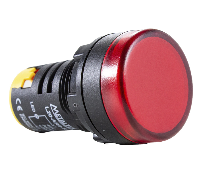 Sinalizador Redondo LED 22mm - 24VCA/VCC - Vermelho