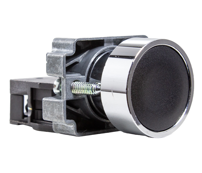 Botão Pulsador Faceado Metálico 22mm - Preto - 1NF