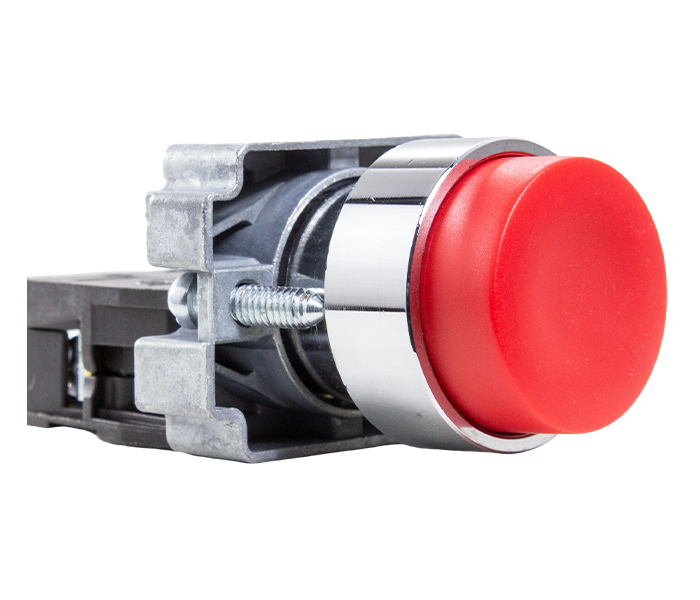 Botão Pulsador Não Faceado Metálico 22mm - Vermelho - 1NF