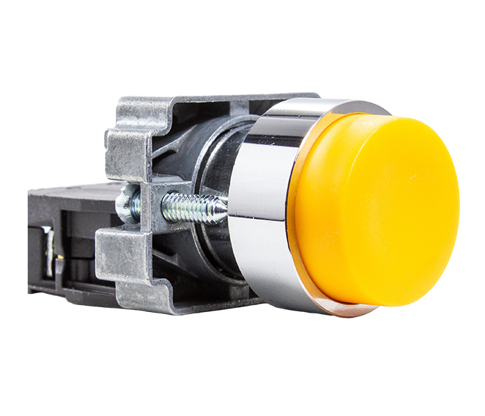 Botão Pulsador Não Faceado Metálico 22mm - Amarelo - 1NA