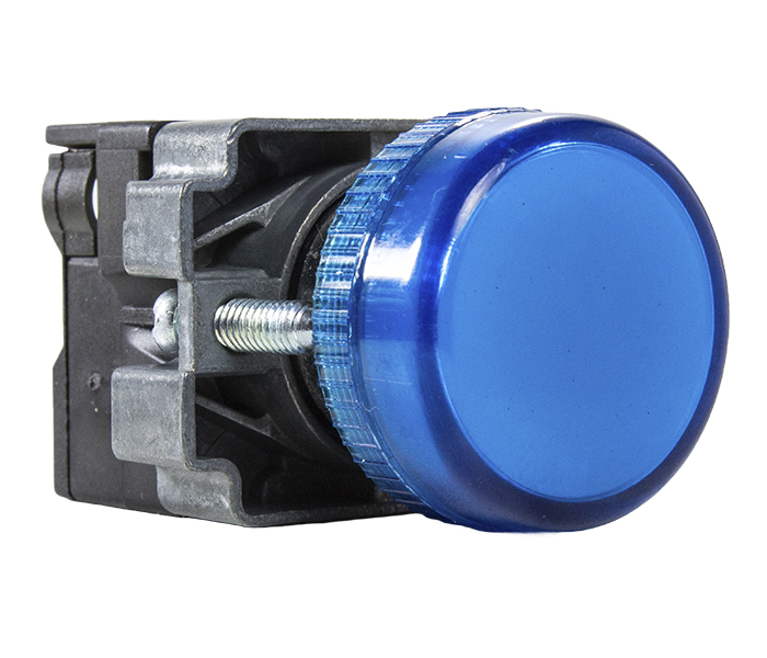 Sinalizador Redondo LED Metálico 22mm - 24VCA/VCC - Azul