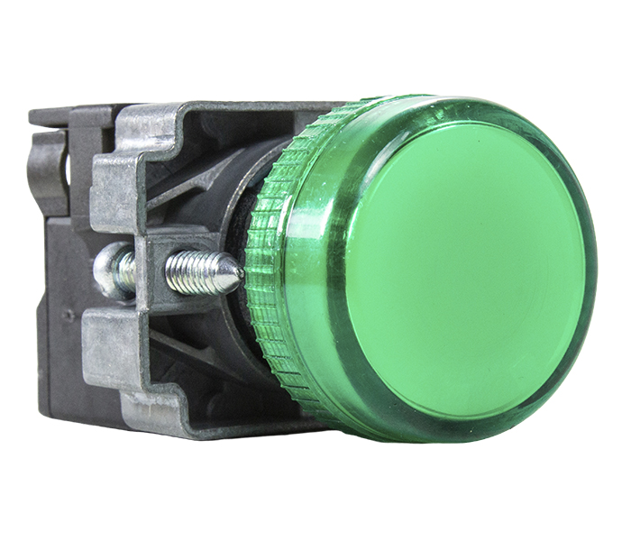 Sinalizador Redondo LED Metálico 22mm - 220VCA - Verde