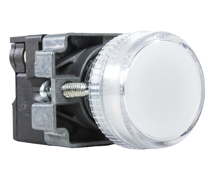 Sinalizador Redondo LED Metálico 22mm - 24VCA/VCC - Branco