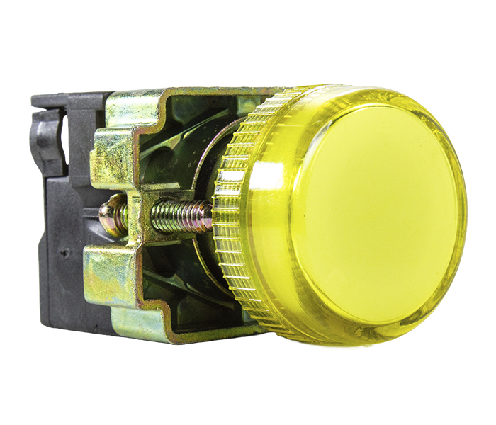 Sinalizador Redondo LED Metálico 22mm - 24VCA/VCC - Amarelo