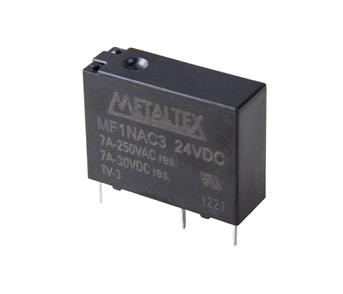 Relé Miniatura de Potência 1NA - Bobina de 24VCC - Capacidade de 7A - Terminais para PCI