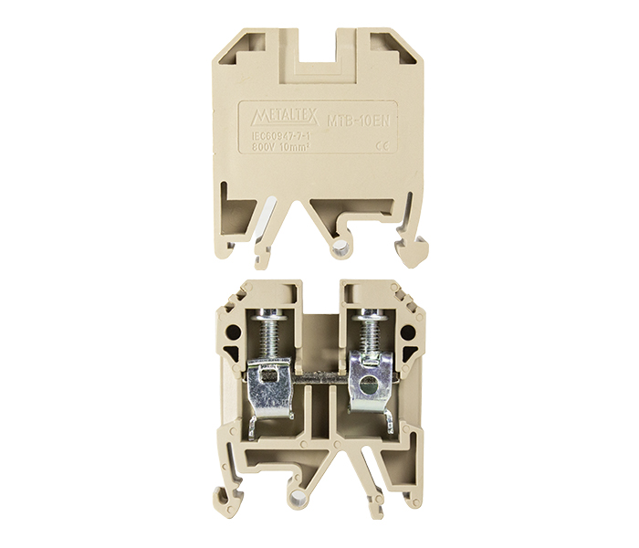 Borne Passagem 10mm² para Trilhos TS32/TS35 - Bege