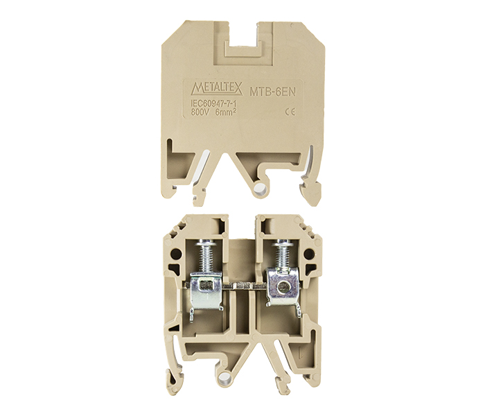 Borne Passagem 6mm² para Trilhos TS32/TS35 - Bege
