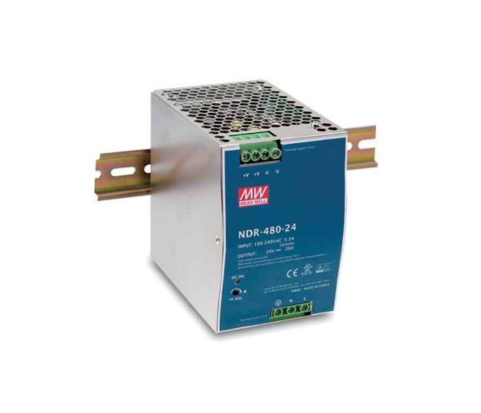 Fonte Chaveada Mean Well 480W Montagem em Trilho DIN - 90/264V 24V-20A