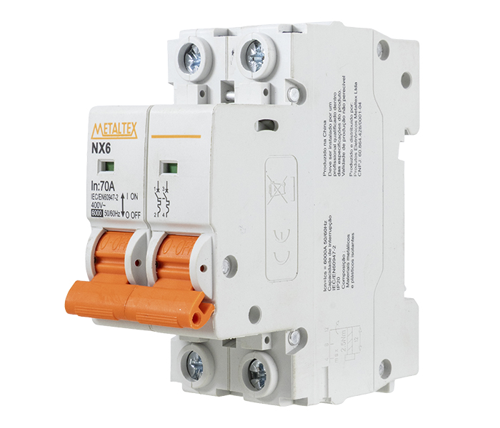 Minidisjuntor Bipolar 6kA - 70A