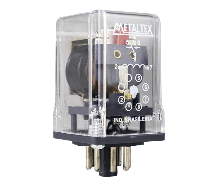 Relés Industrial 1 REV - Bobina de 24VCC - Capacidade 12A - 8 Pinos Plug-in