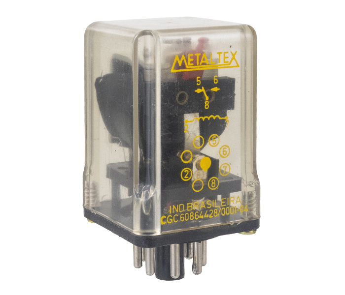 Relés Industrial 1 REV - Bobina de 23 a 70VCC - Capacidade 12A - 8 Pinos Plug-in