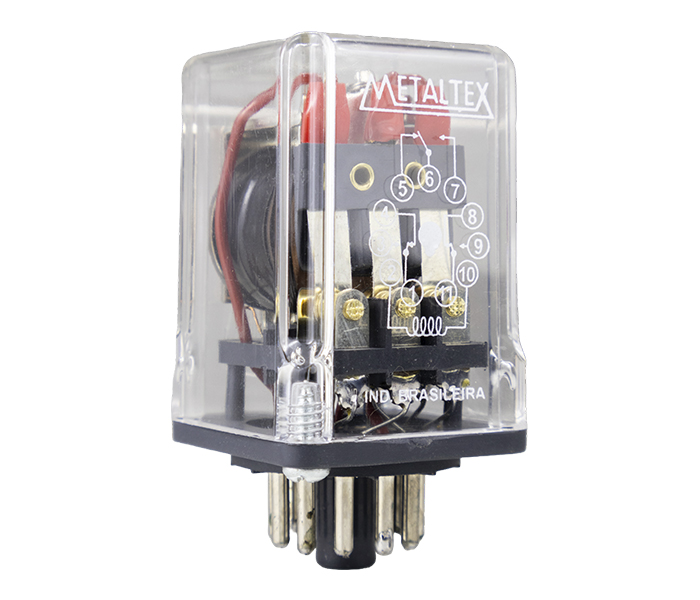 Relés Industrial 2 REV - Bobina de 110VCA - Capacidade 12A - 8 Pinos Plug-in