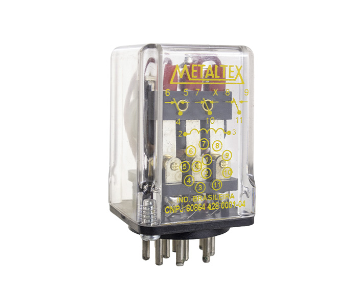 Relés Industrial 3 REV - Bobina de 220VCA - Capacidade 12A - 12 Pinos Plug-in