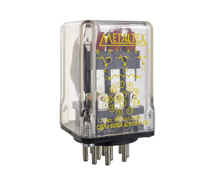 Relés Industrial 3 REV - Bobina de 125VCC - Capacidade 12A - 12 Pinos Plug-in