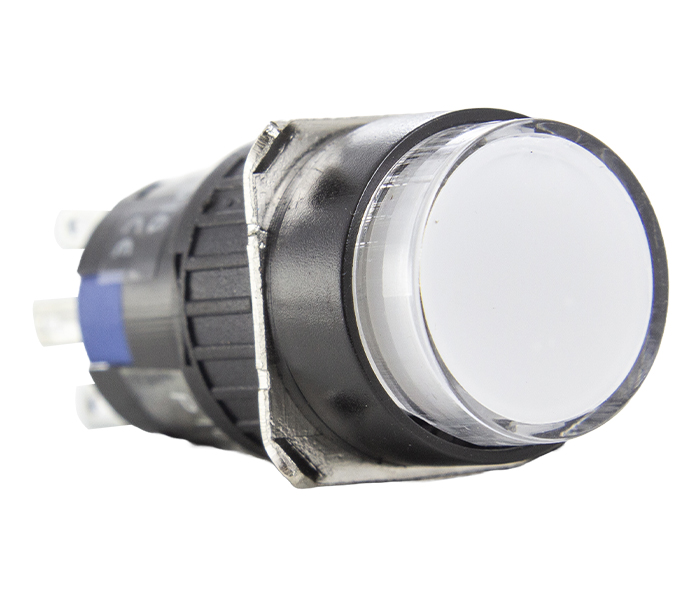 Botão Pulsador Iluminado Redondo 16mm Momentâneo - 220VCA - Branco - 2 REV