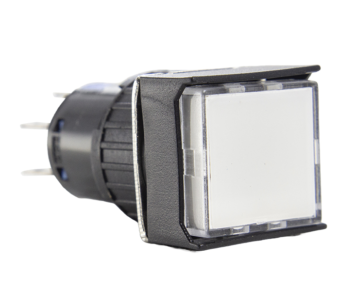 Botão Pulsador Iluminado Quadrado 16mm Momentâneo - 220VCA/VCC - Branco - 2 REV