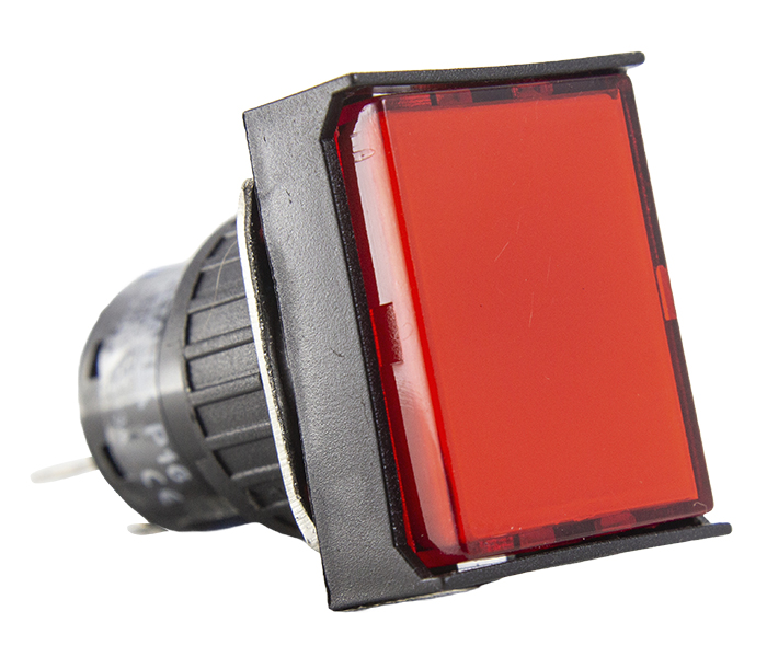 Botão Pulsador Iluminado Retangular 16mm Alternado - 24VCC/VCA - Vermelho - 1 REV