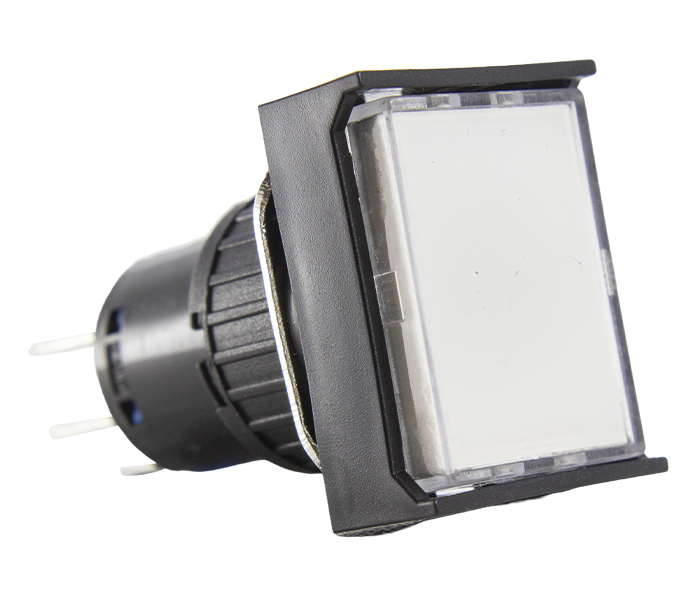 Botão Pulsador Iluminado Retangular 16mm Alternado - 24VCC/VCA - Branco - 2 REV