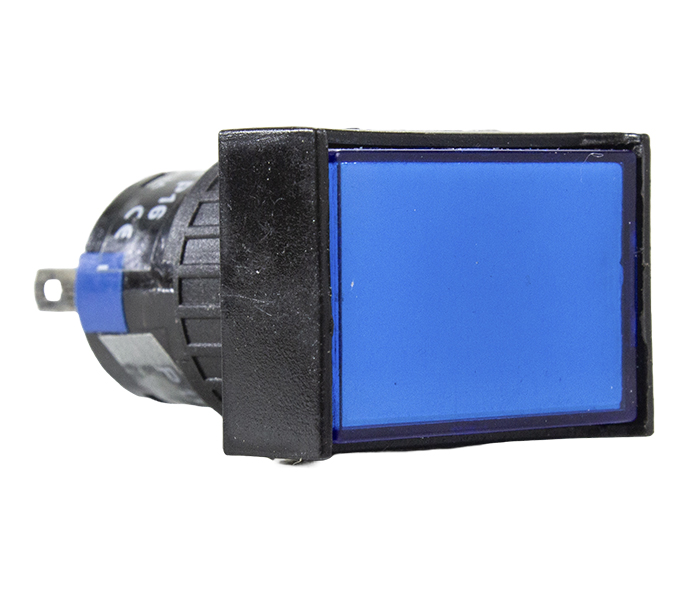 Sinalizador Retangular LED Plástico 16mm - 24VCA/VCC - Azul