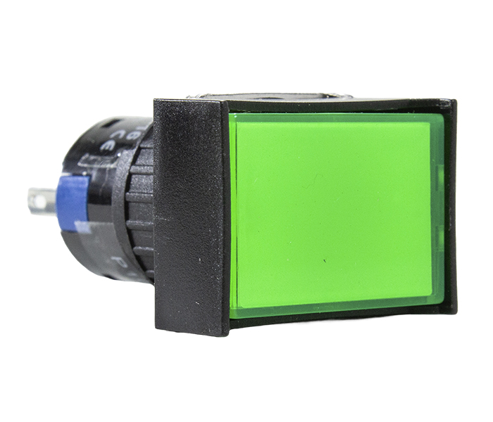 Sinalizador Retangular LED Plástico 16mm - 24VCA/VCC - Verde