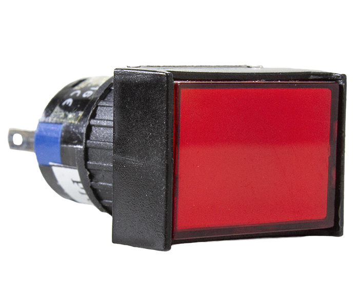 Sinalizador Retangular LED Plástico 16mm - 24VCA/VCC - Vermelho