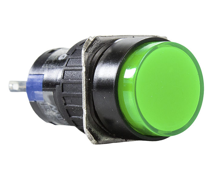 Sinalizador Redondo LED Plástico 16mm - 24VCA/VCC - Verde