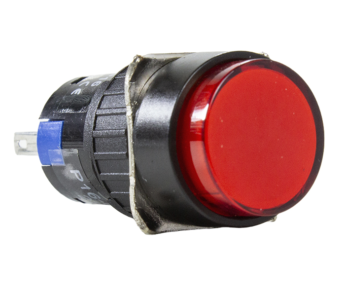 Sinalizador Redondo LED Plástico 16mm - 24VCA/VCC - Vermelho
