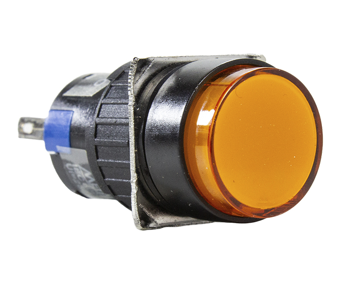 Sinalizador Redondo LED Plástico 16mm - 12VCA/VCC - Laranja