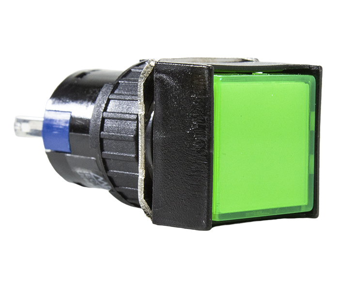 Sinalizador Quadrado LED Plástico 16mm - 24VCA/VCC - Verde
