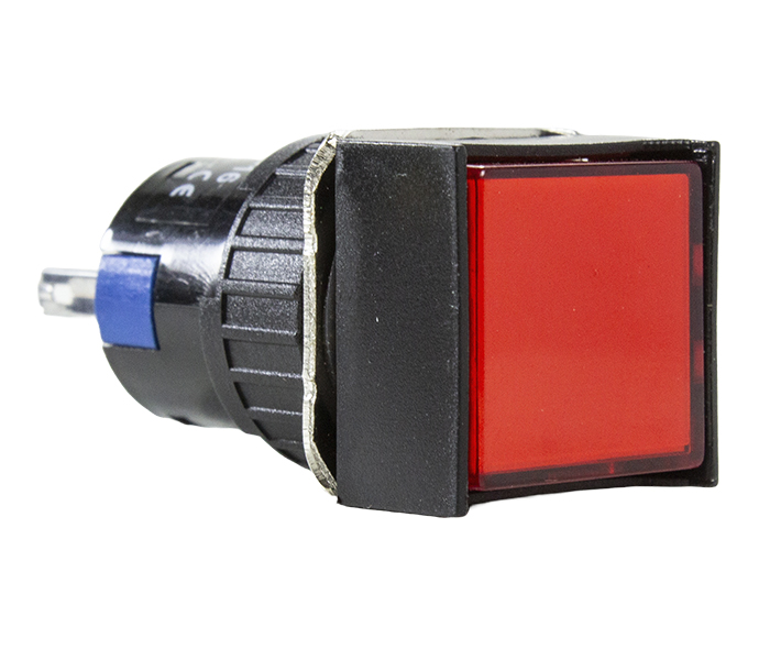 Sinalizador Quadrado LED Plástico 16mm - 24VCA/VCC - Vermelho
