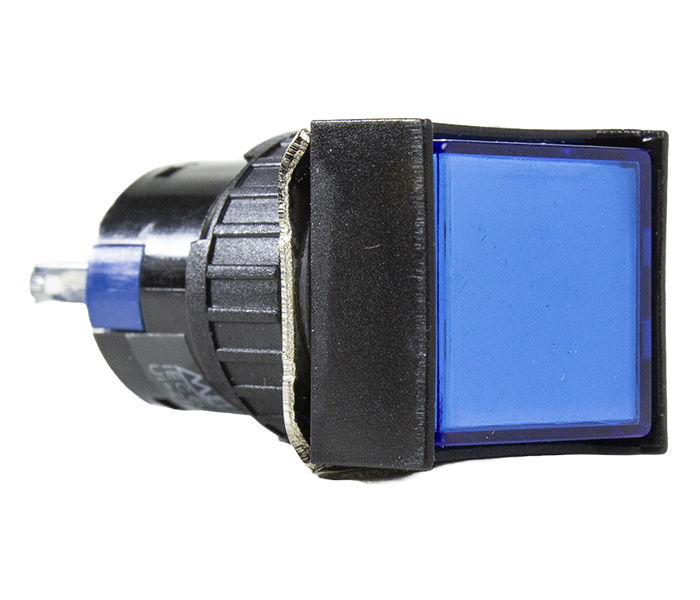 Sinalizador Quadrado LED Plástico 16mm - 12VCA/VCC - Azul